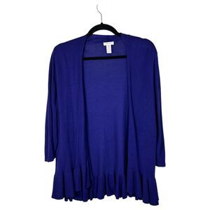 Chico's Purple Open Lightweight Peplum Waist Cardigan Size 2 US 12/14